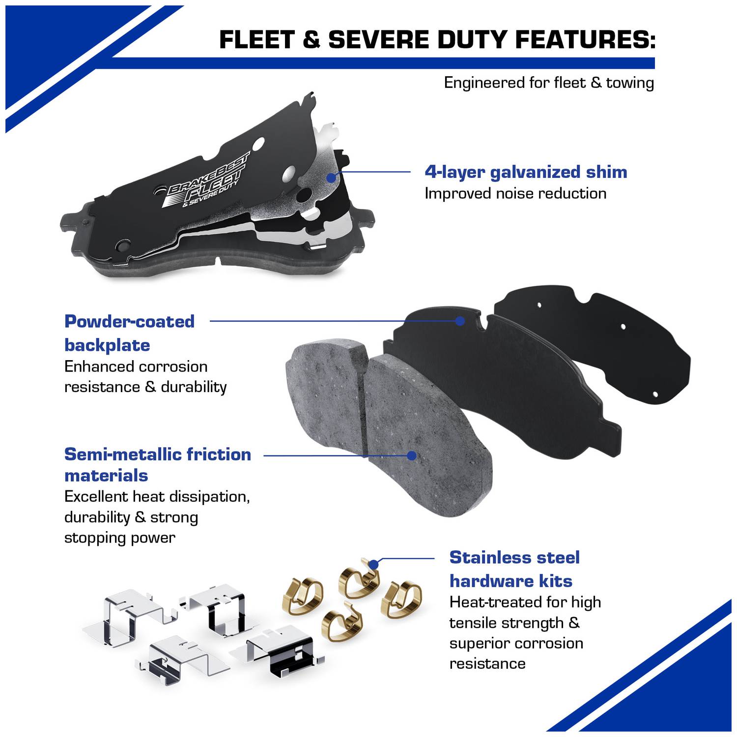 BrakeBest Fleet and Severe Duty Rear Semi-Metallic Brake Pads 