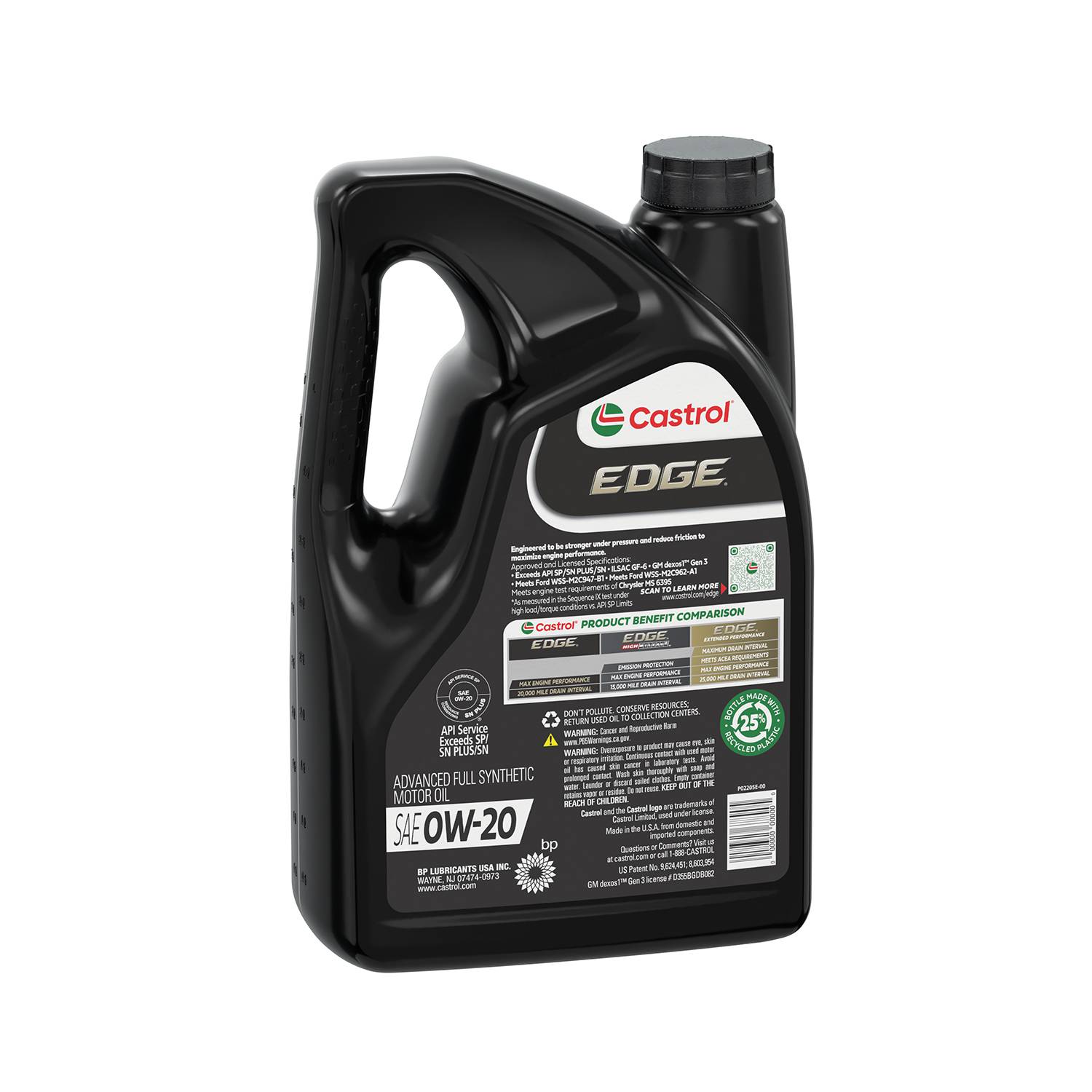 Castrol Edge Full Synthetic Motor Oil 0W-20 5 Quart SYN0205QT | O