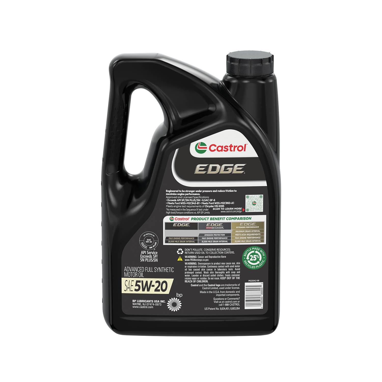 Castrol Edge Full Synthetic Motor Oil 5W-20 5 Quart SYN5205QT | O