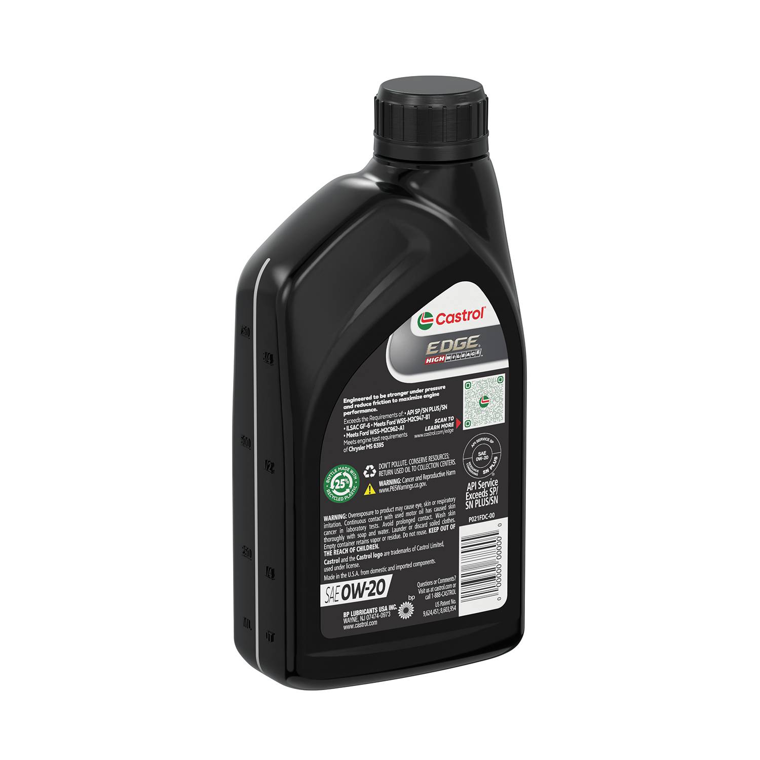 Castrol Edge High Mileage Full Synthetic Motor Oil 0W-20 1 Quart