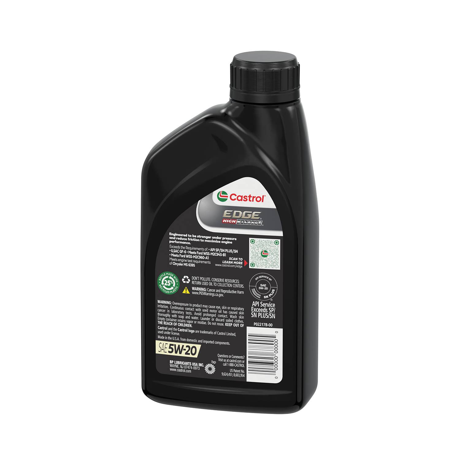 Castrol Edge High Mileage Full Synthetic 5W-20 Motor Oil 1 Quart