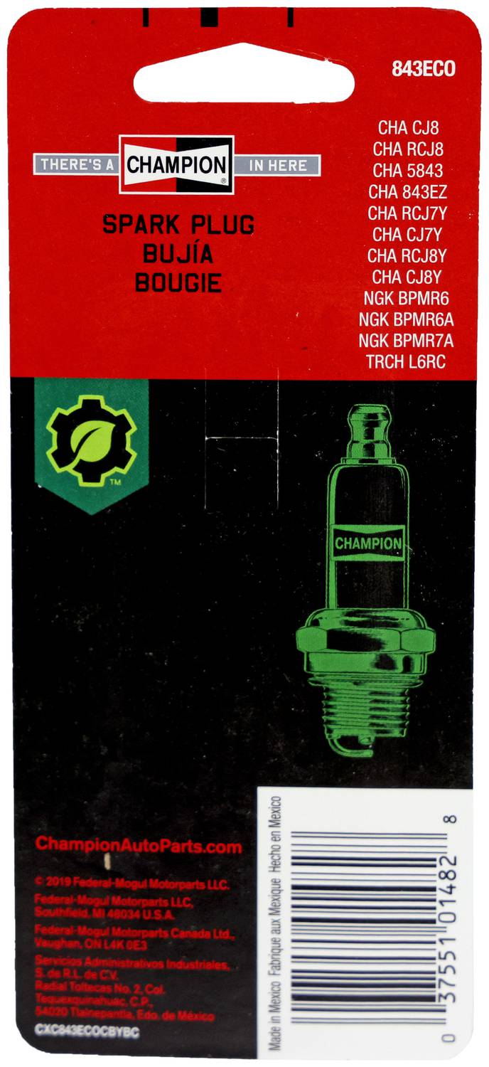 Champion Plug Number QCJ7YX Spark Plug 843ECO | O'Reilly Auto Parts