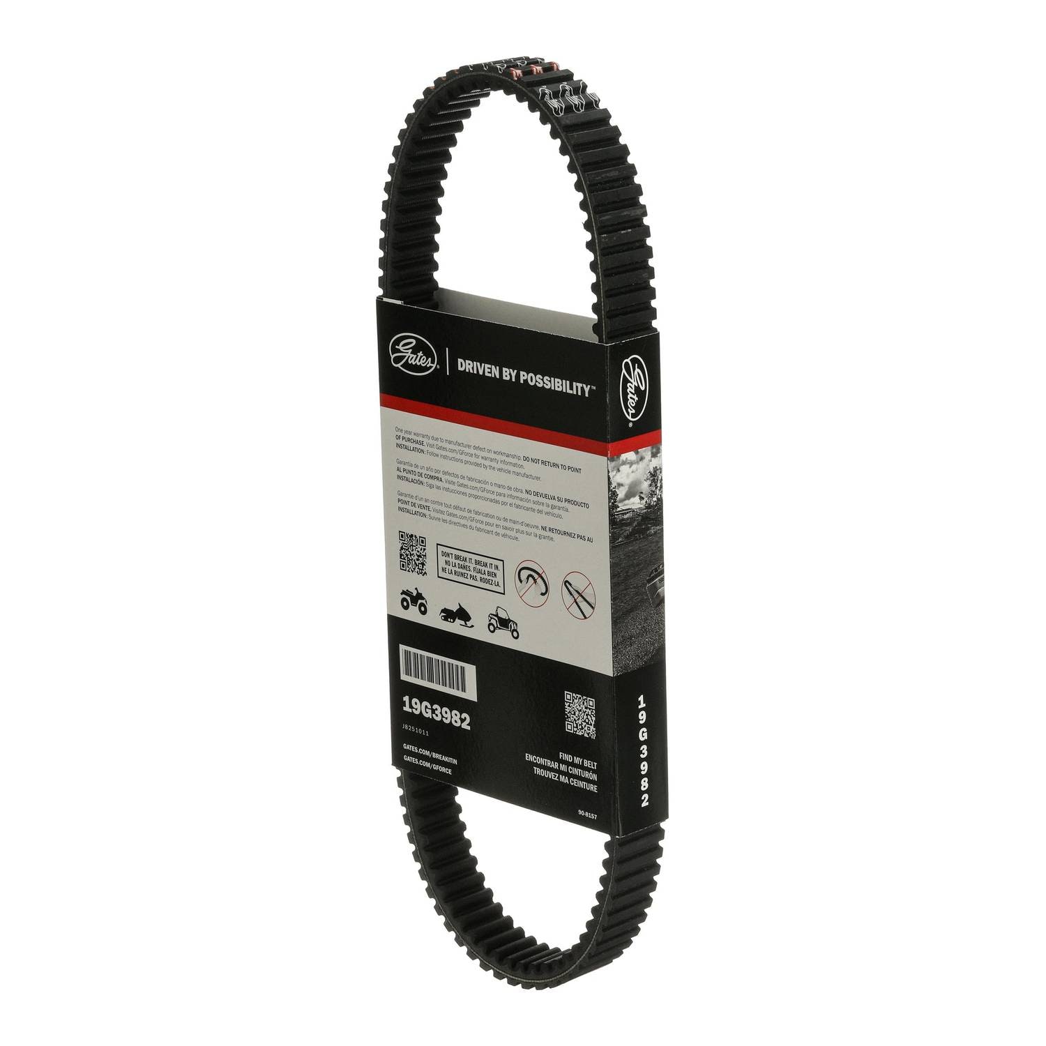 Courroie Crantée CVT Gates G-Force C12 19C3982 (1041mm) Renforcée Carbone - Remplace Polaris 3211113