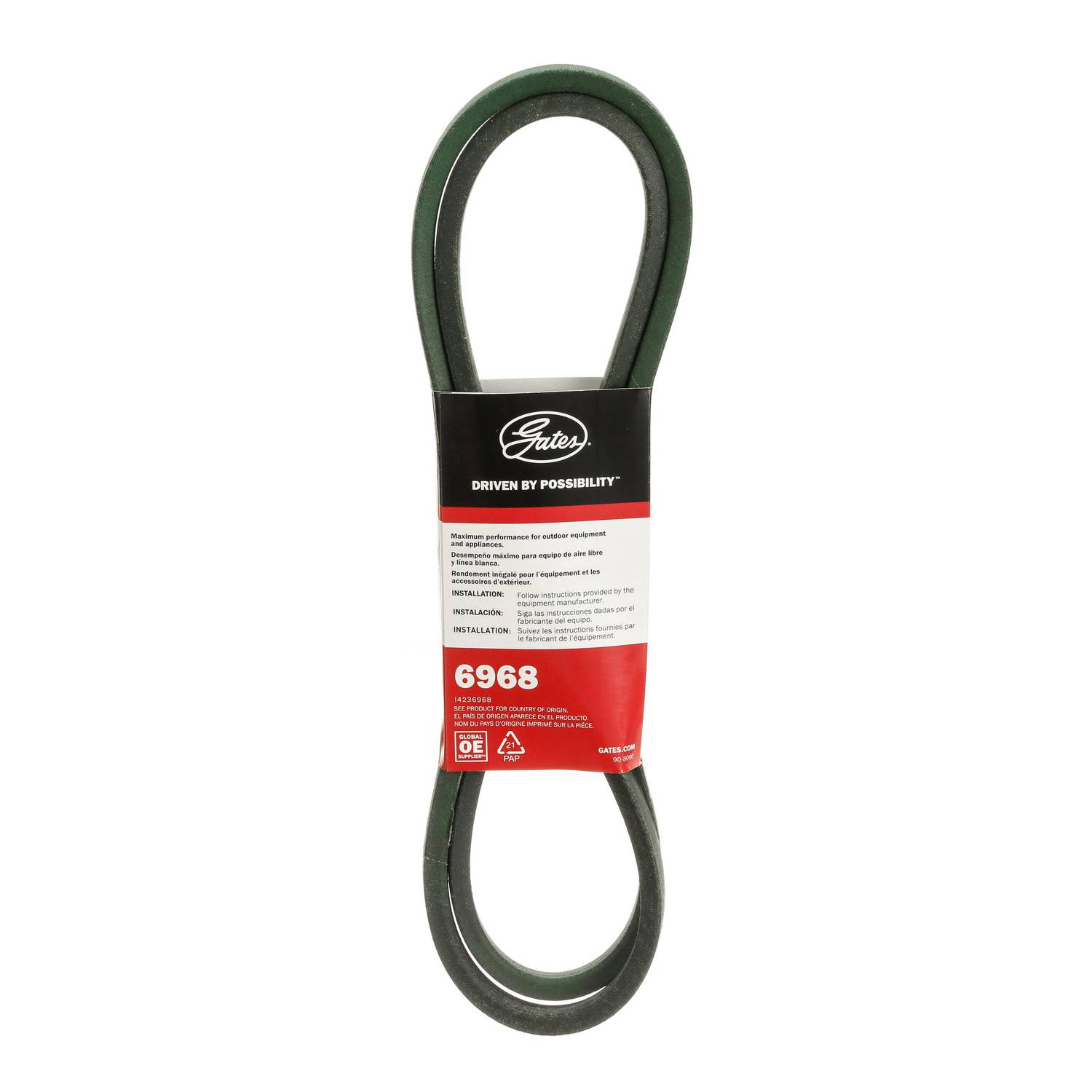 【VAKT.】　BELT W Gates PoweRated V-Belt 11/16 Inch x 68 Inch 6968 | O'Reilly Auto Parts
