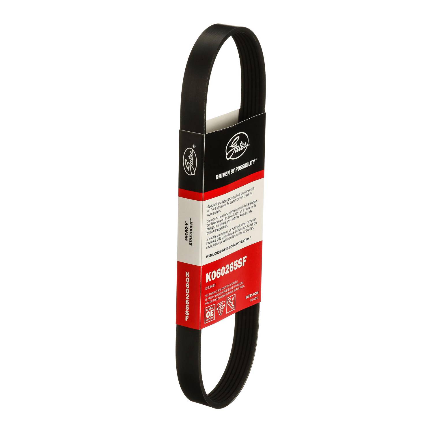 Gates Stretch Fit Micro-V Serpentine Belt 6 Rib 27 Inch K060265SF