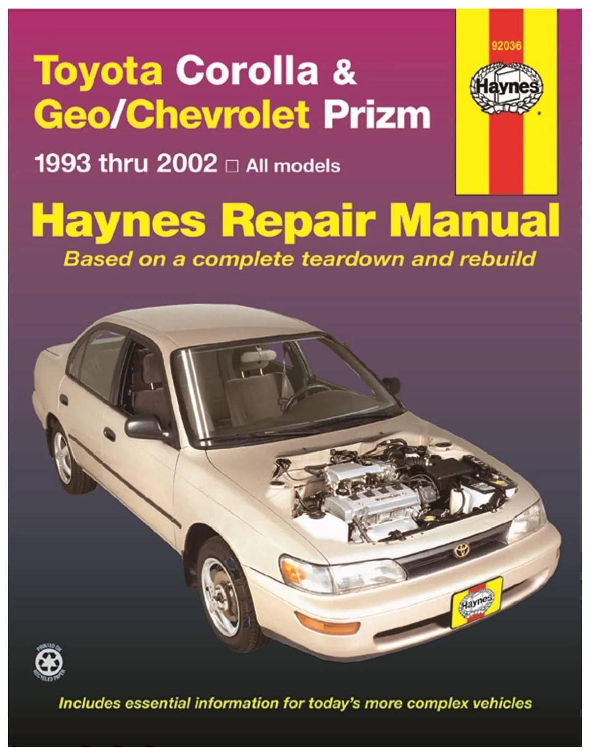 Haynes 93-02 Toyota Corolla, GEO, Chevrolet Prizm Repair Manual
