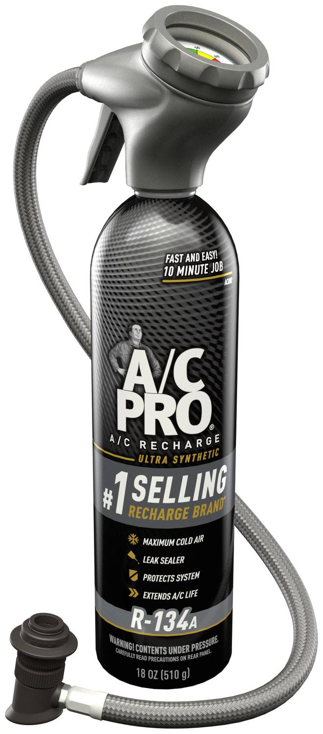 A/C Pro R134a Ultra Synthetic Refrigerant Kit With Gauge 18 Ounce