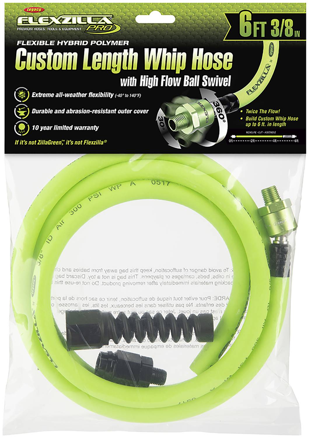 Legacy Manufacturing Flexzilla Pro Whip Hose HFZP3806YW2B | O