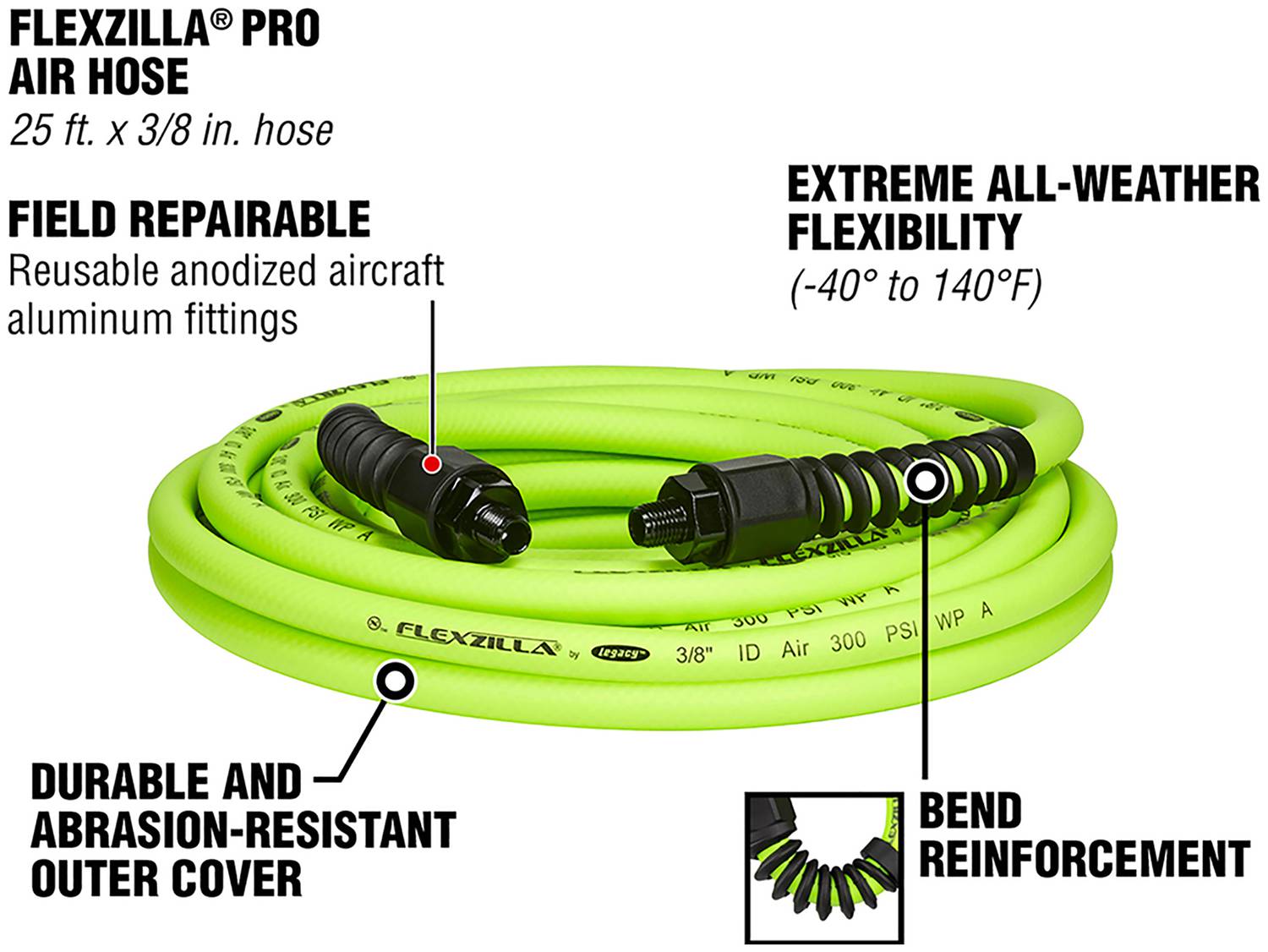 Legacy Manufacturing Flexzilla Pro Pro Air Hose HFZP3825YW2 | O
