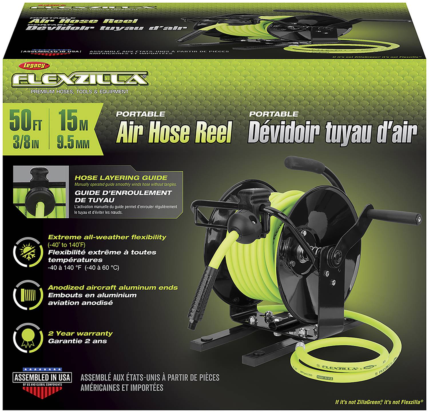 Enrouleur D'air Comprimé Flexzilla L8650FZ – 3/8 Pouce X 50 Pieds, Manuel Et Costaud