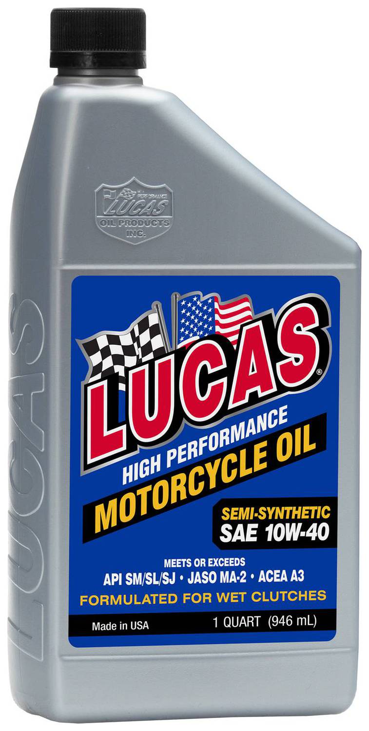 Lucas Semi-Synthetic Motorcycle Motor Oil 10W-40 1 Quart 10710 | O