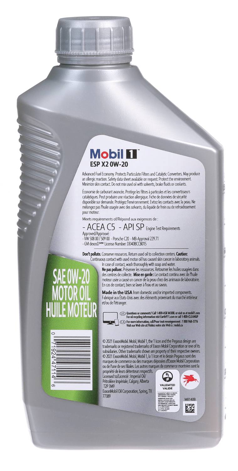 Mobil 1 ESP Full Synthetic Motor Oil 0W-20 1 Quart 1020ESP | O