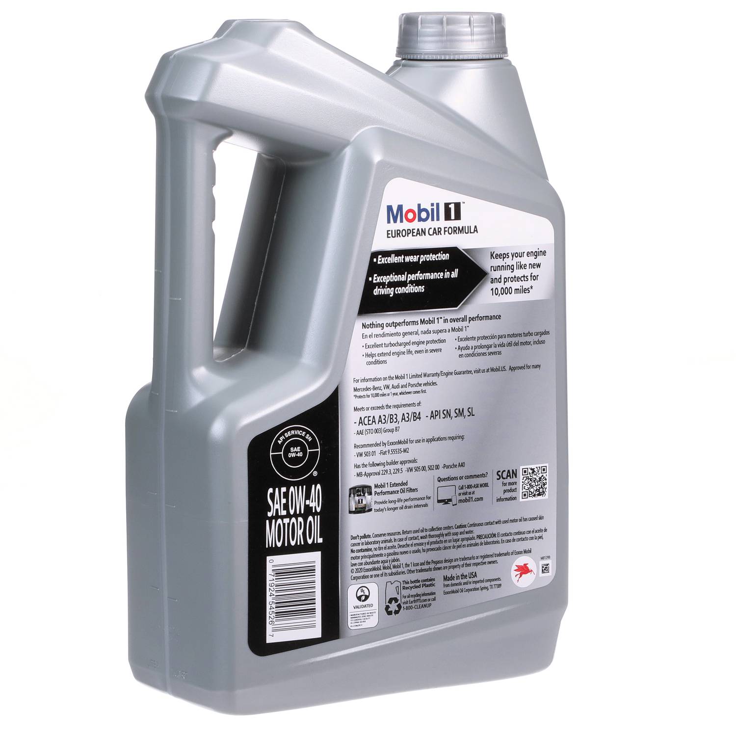 Mobil 1 European Car Formula Full Synthetic Motor Oil 0W-40 5