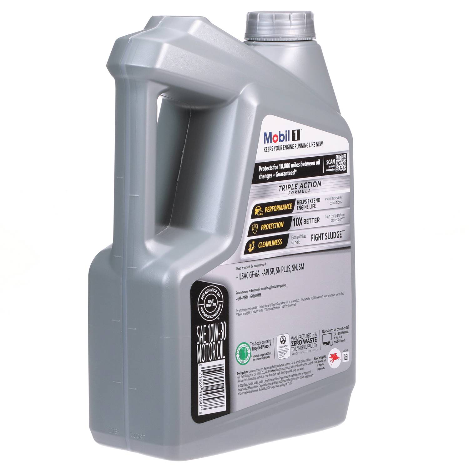 Mobil 1 High Mileage Full Synthetic Motor Oil 10W-30 – 5 Quart Jug, Made In USA