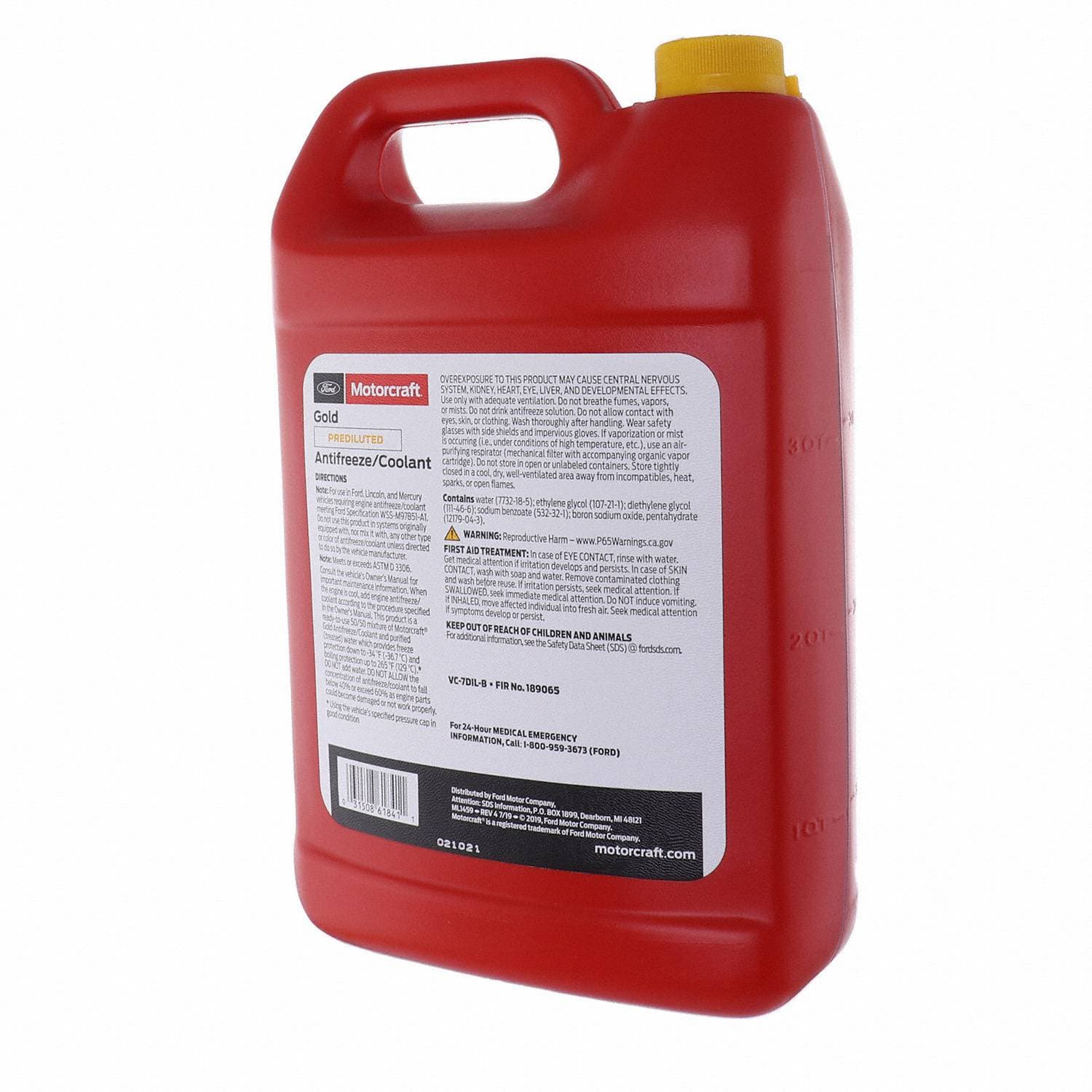 Motorcraft Gold Prediluted Antifreeze Coolant VC-7DIL-B – 4 X 1 Gallon – US Made
