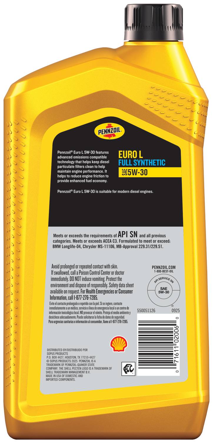 Pennzoil Platinum Full Synthetic Motor Oil 5W-30 1 Quart