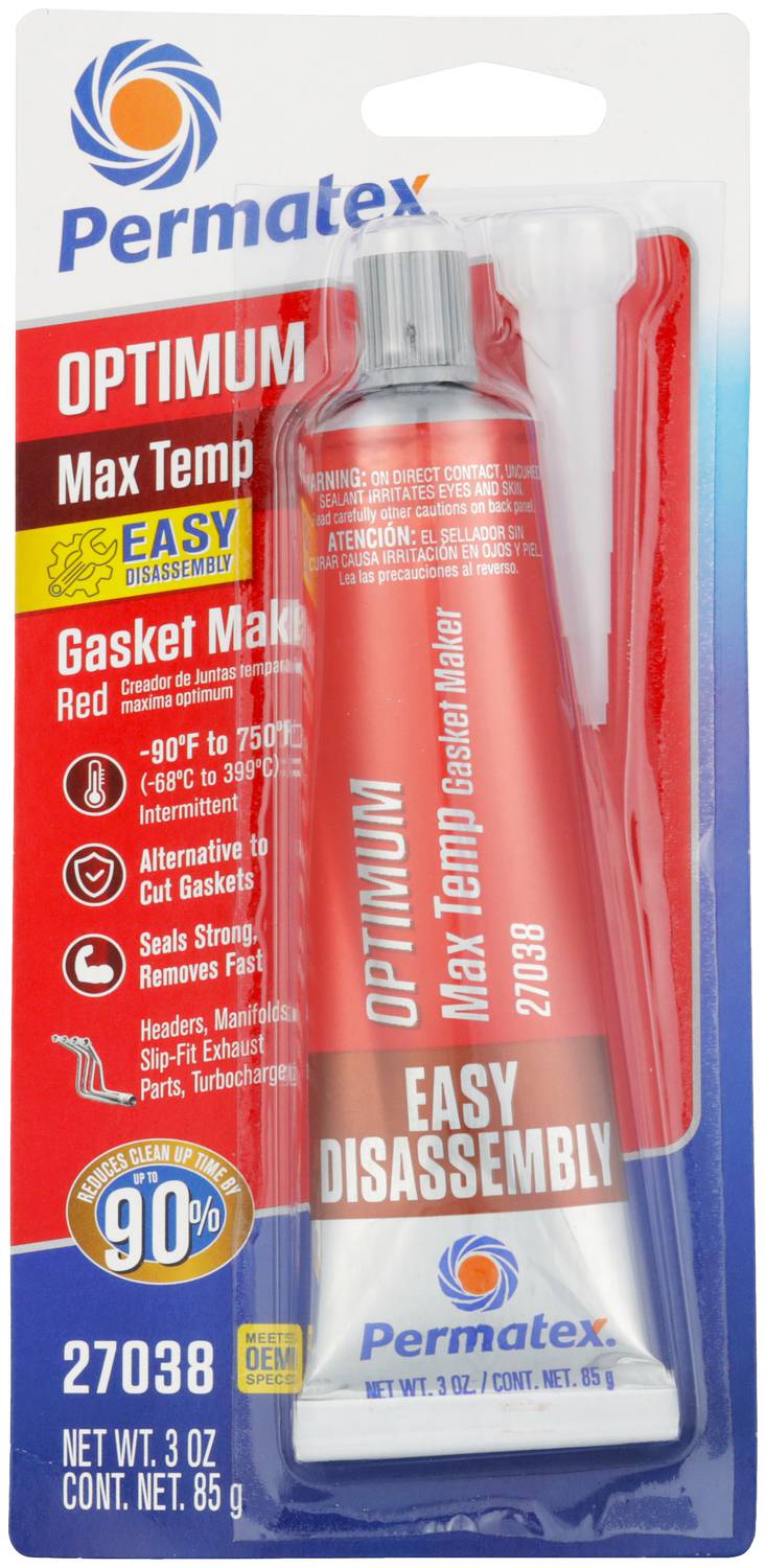 Permatex RTV Silicone Sealant; Optimum; Max Temp; Red; 3.35 Ounce