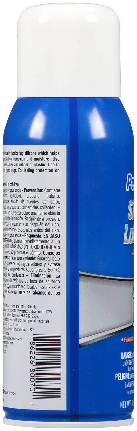 Permatex Silicone Lubricant 80070 16 Oz. Aerosol Can / 10.25 Oz. Net Wt. 100 Original I.127616034 Permatex Silicone Lubricant 80070 16 Oz. Aerosol Can / 10.25 Oz. Net Wt. 100 Original I.127616034