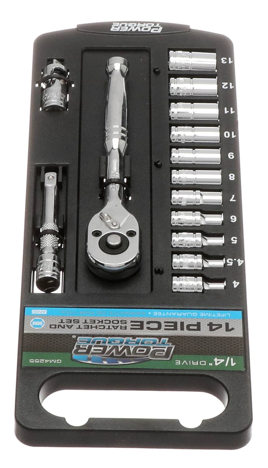 Power Torque 14 Piece 1/4 Inch Drive Standard 6 Point Metric