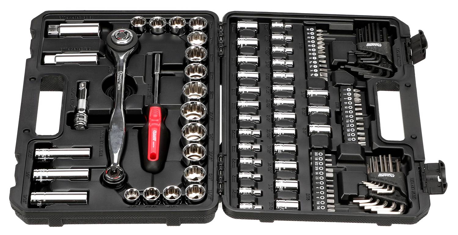 Power Torque 120 Piece 1/4, 3/8, 1/2 Inch Drive 6, 12 Point SAE