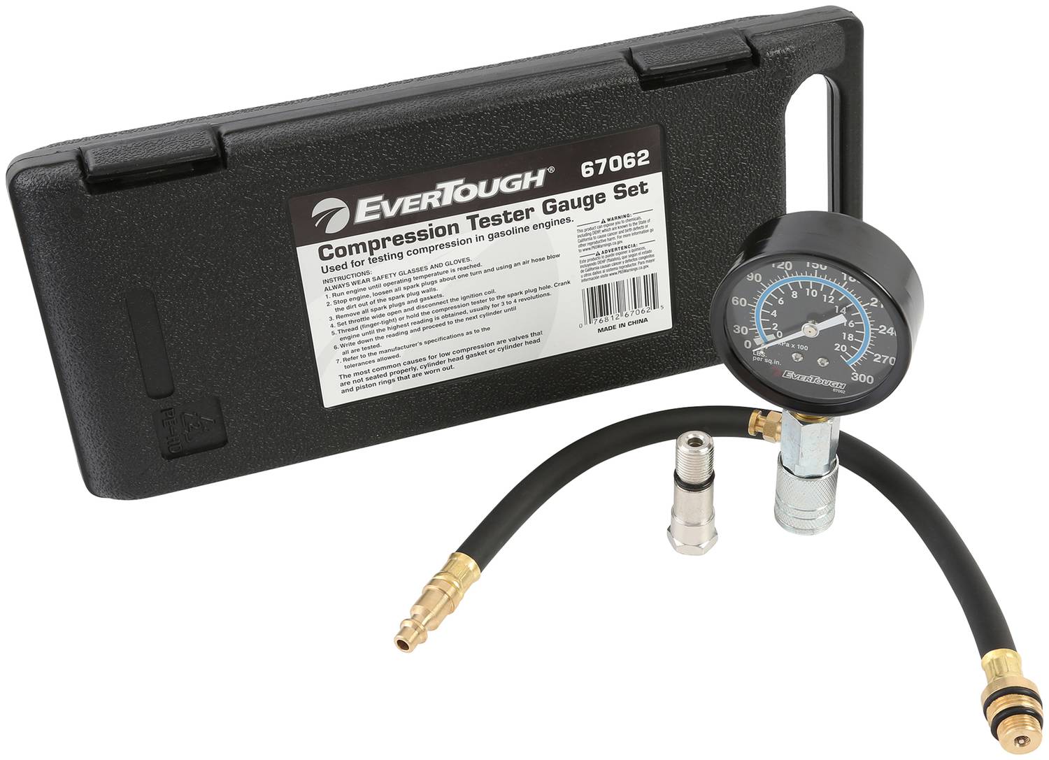 Silverline Compressietester set - 0 t/m 300 psi - 8 delig Silverline Compressietester set - 0 t/m 300 psi - 8 delig