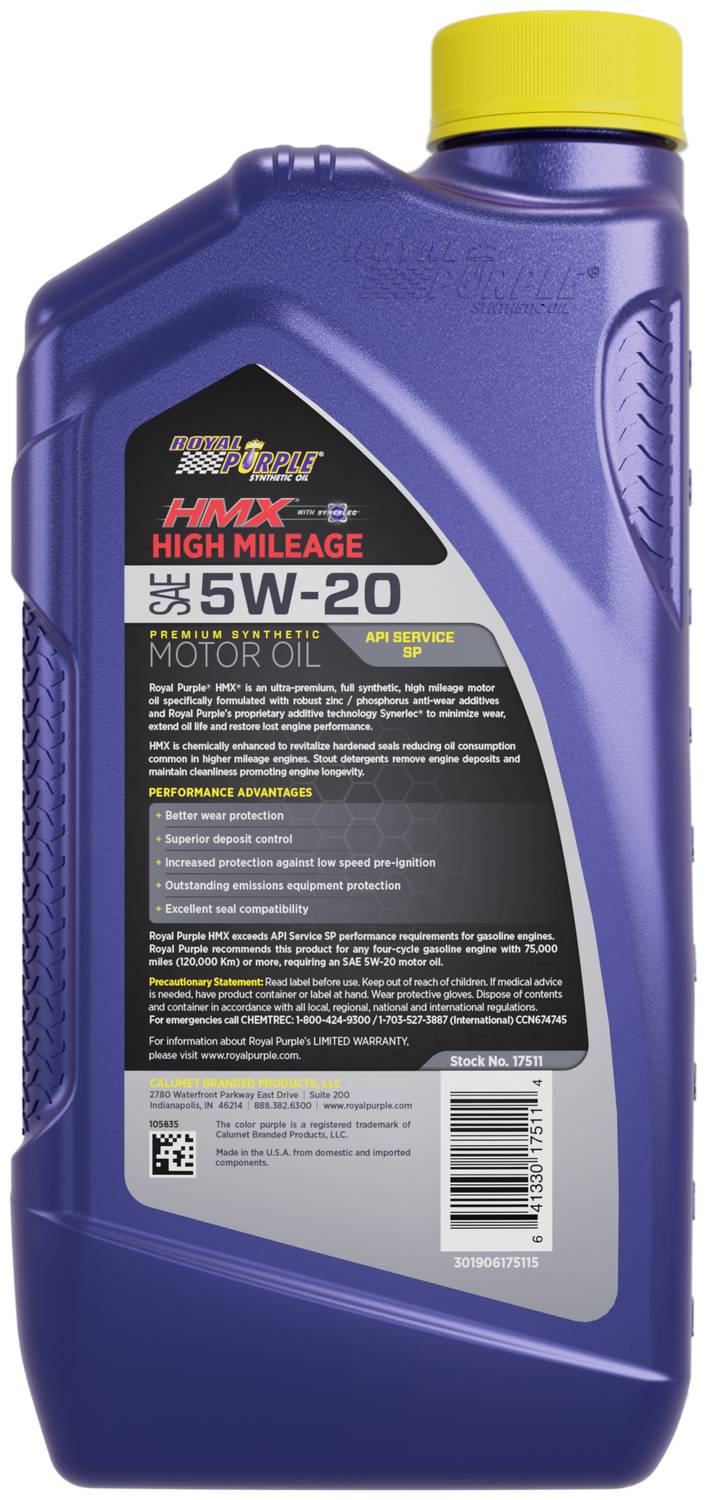 Royal Purple HMX Full Synthetic Motor Oil 5W-20 1 Quart HMX520 | O