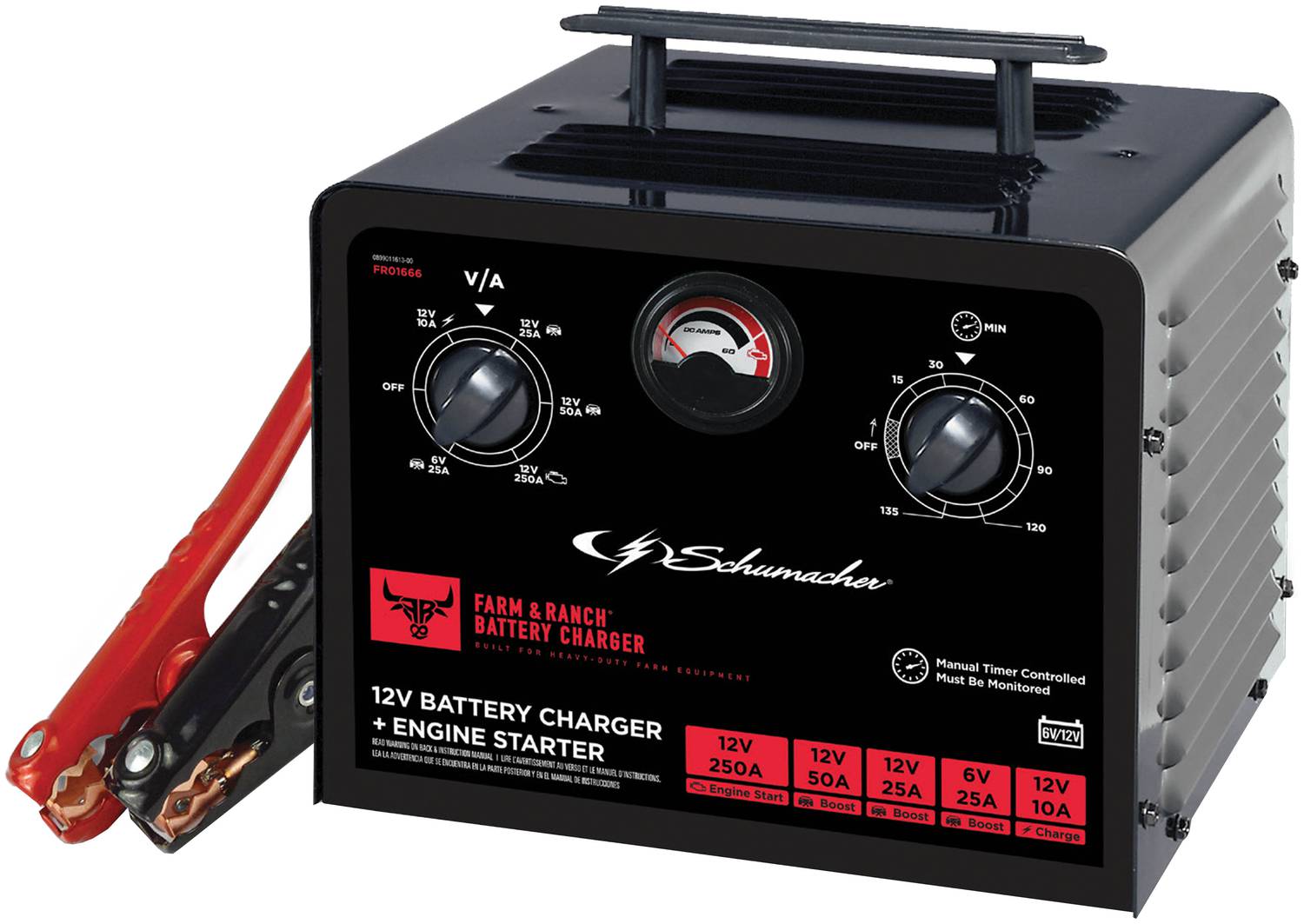 Schumacher 10, 25, 50, 250 Amp 6, 12 Volt Battery Charger FR01666