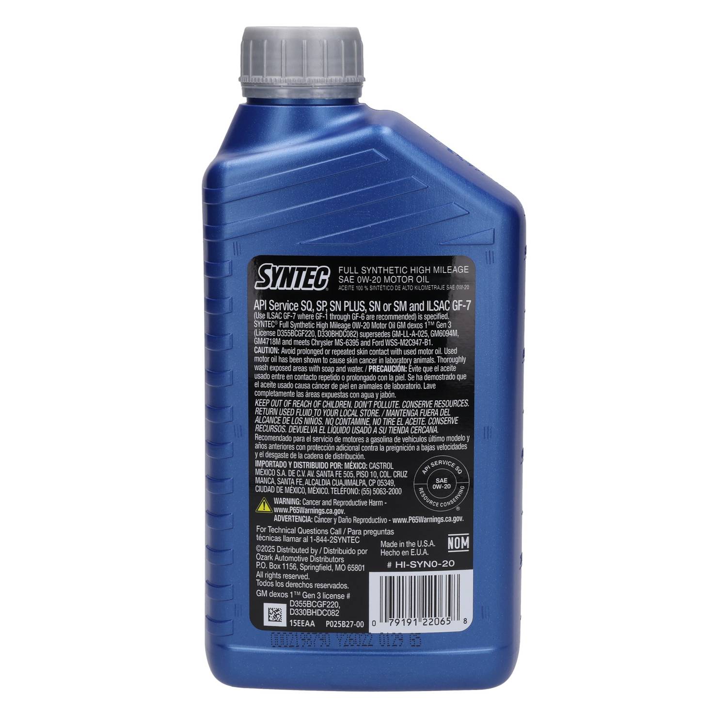 SYNTEC High Mileage Full Synthetic 0W-20 Motor Oil 1 Quart