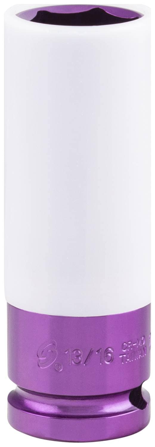 Sunex 28494 1/2-Inch Drive 13/16-Inch Extra Thin Wall Wheel Protector Impact Socket – CR-MO Steel, Protects Lug Nuts And Wheels