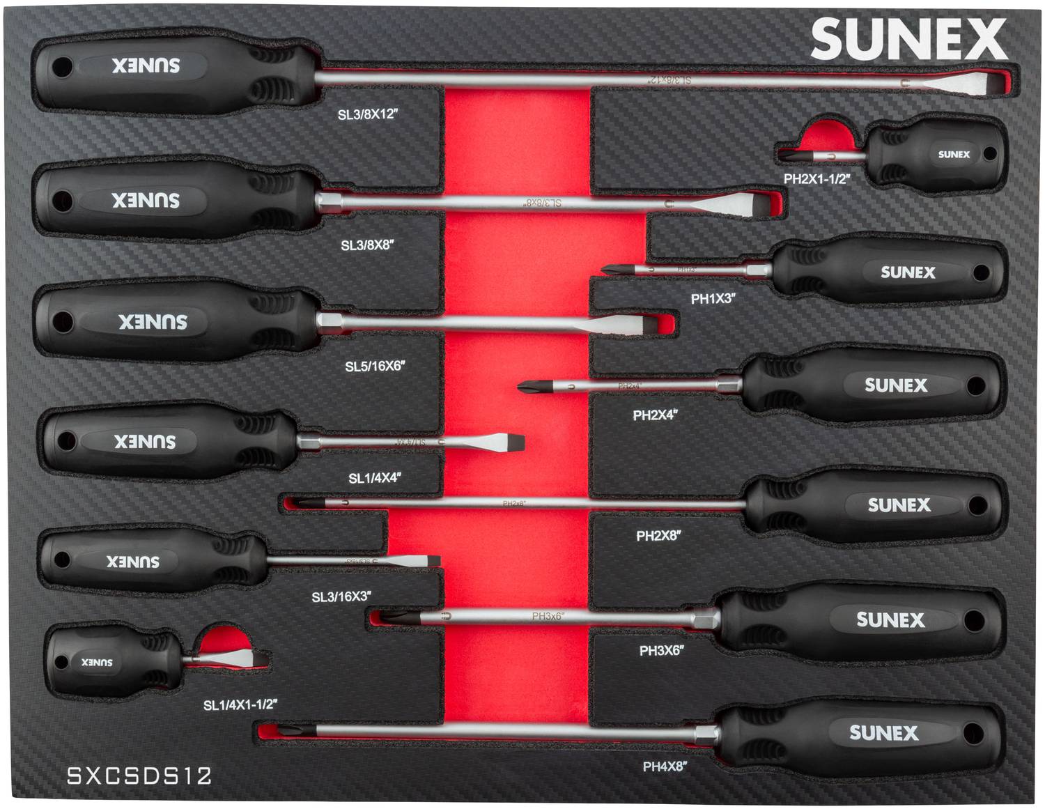 Sunex Tools 12 piece Combination Screwdriver Set SXCSDS12 | O