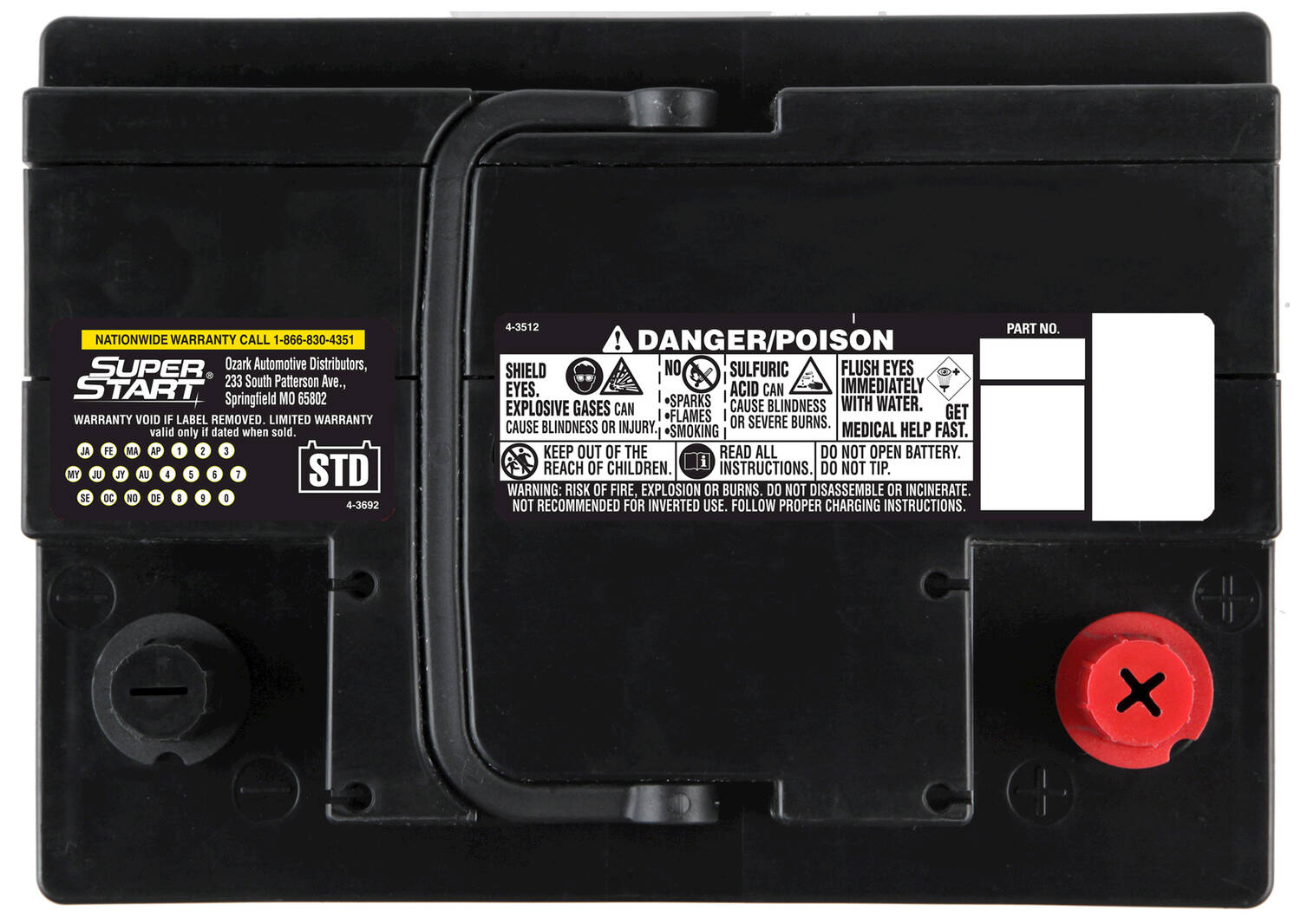 Super Start Economy Top Post Battery 525 CCA 100 Minute RC 47ECO