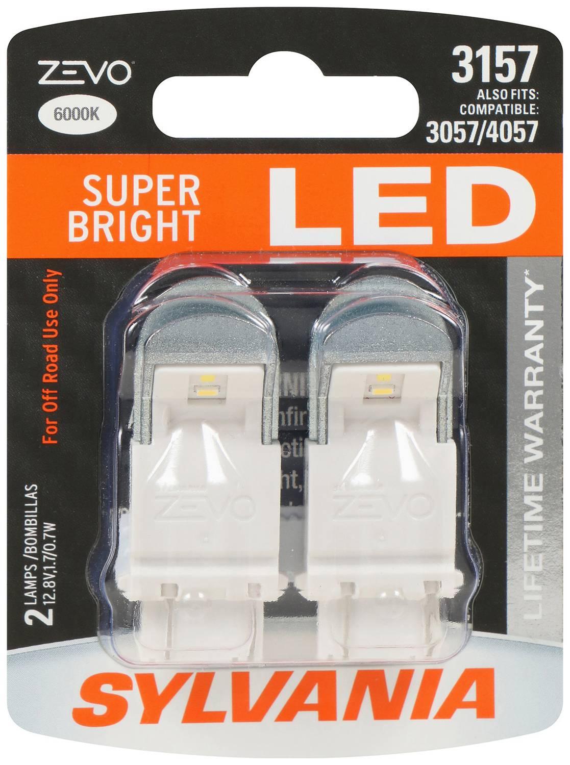 SYLVANIA 3157 High Performance White ZEVO LED Mini Bulb (Pack of 2