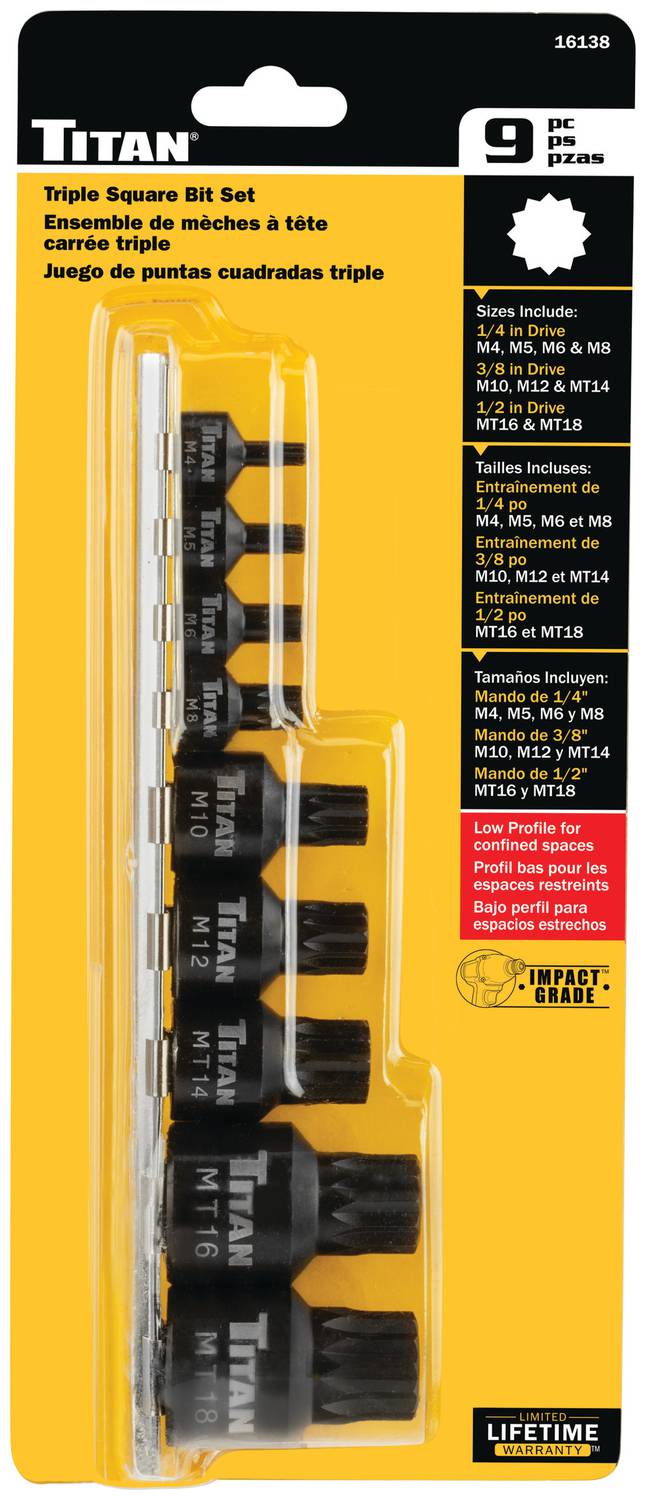 リリです。 Titan 9 Piece 1/4, 3/8, 1/2 Inch Drive 12 Point Metric Socket Set