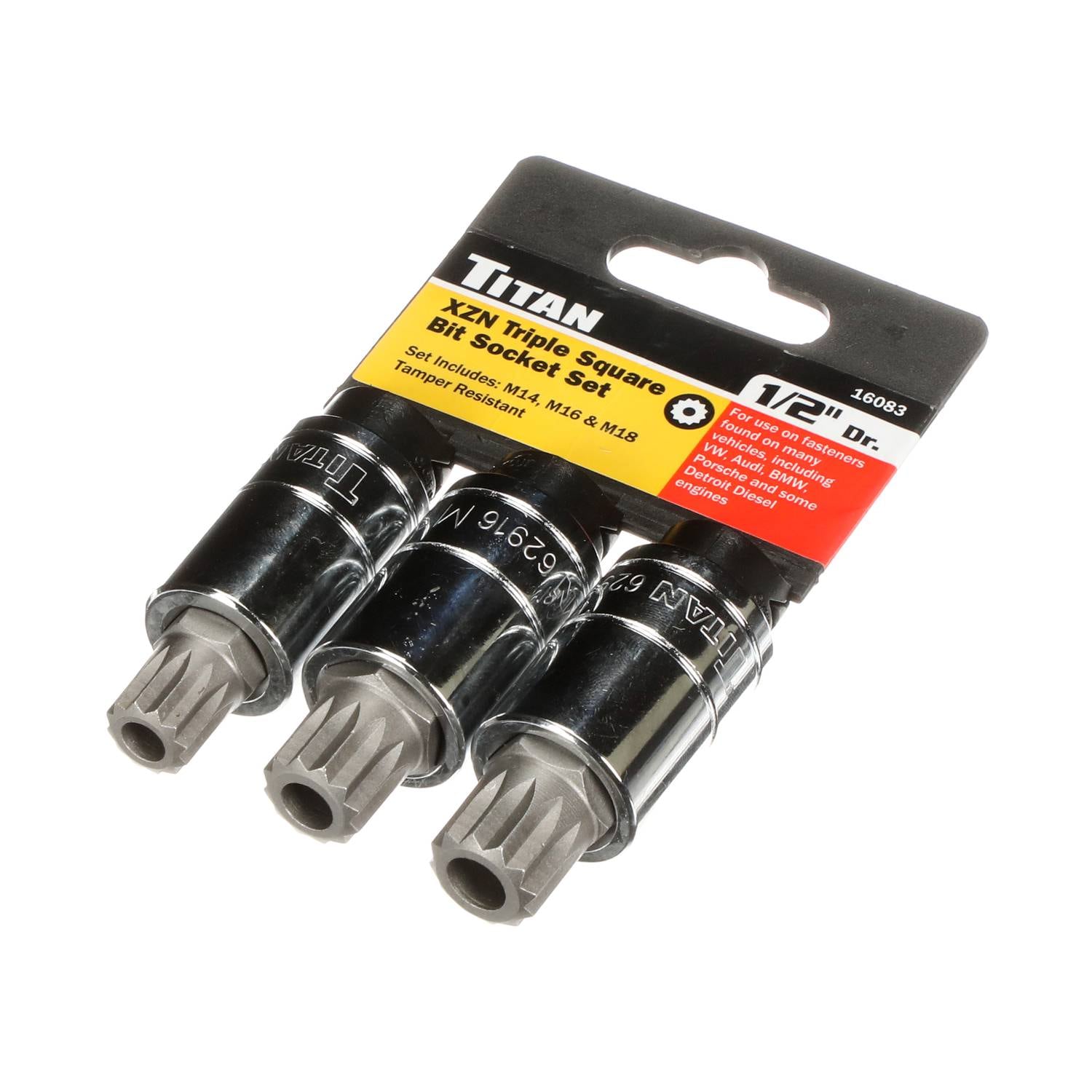 Titan 3 Piece 1/2 Inch Drive Tamper-Resistant Triple Square Metric