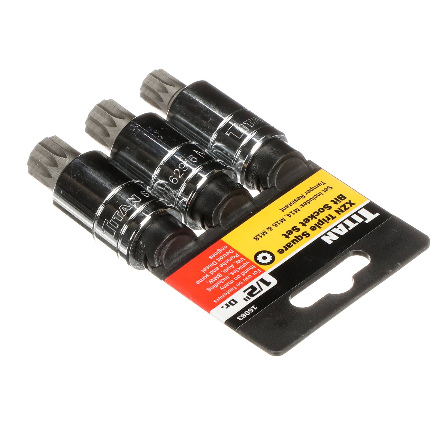 Titan 3 Piece 1/2 Inch Drive Tamper-Resistant Triple Square Metric