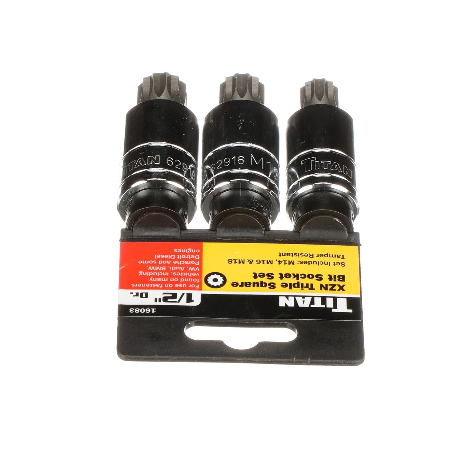 Titan 3 Piece 1/2 Inch Drive Tamper-Resistant Triple Square Metric