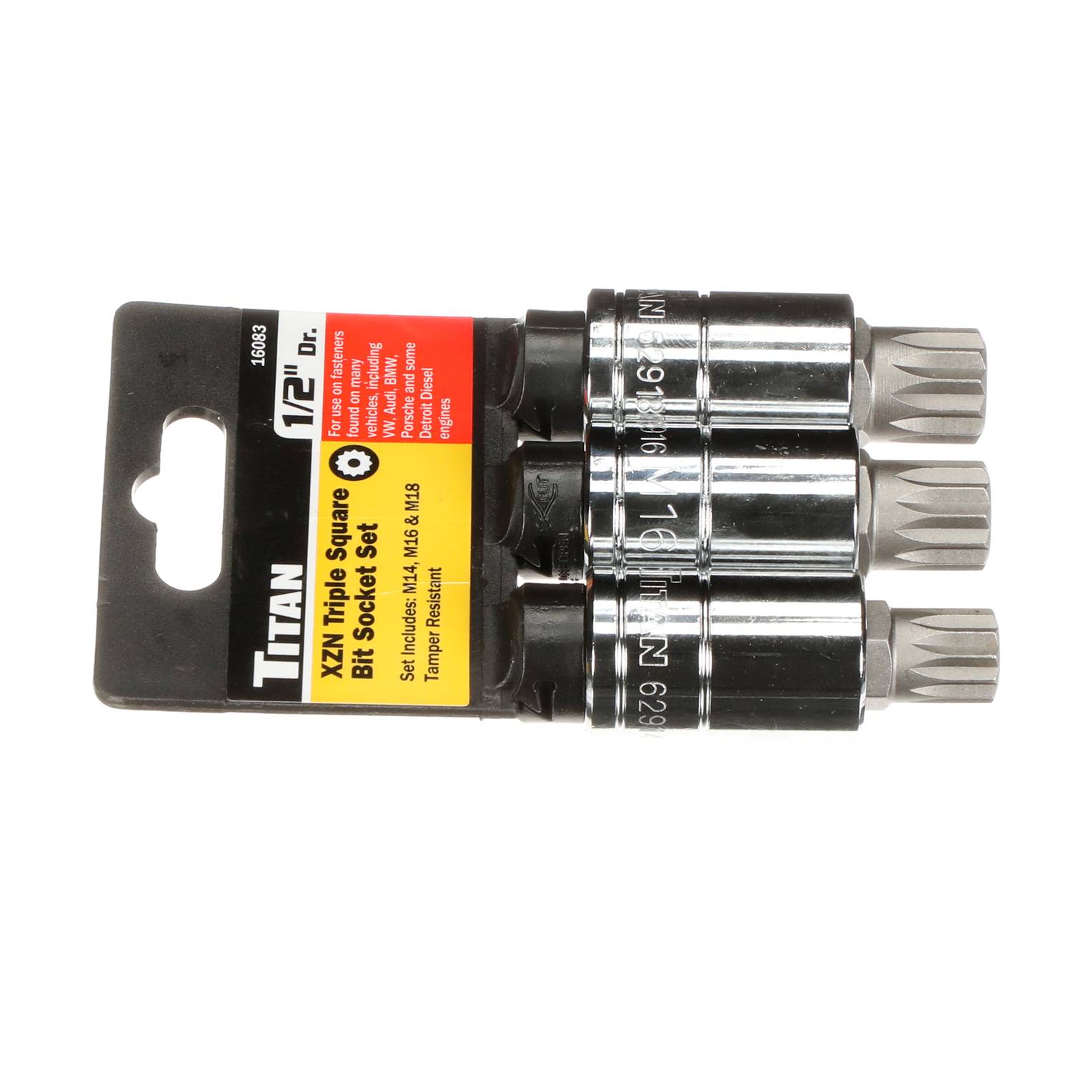 Titan 3 Piece 1/2 Inch Drive Tamper-Resistant Triple Square Metric