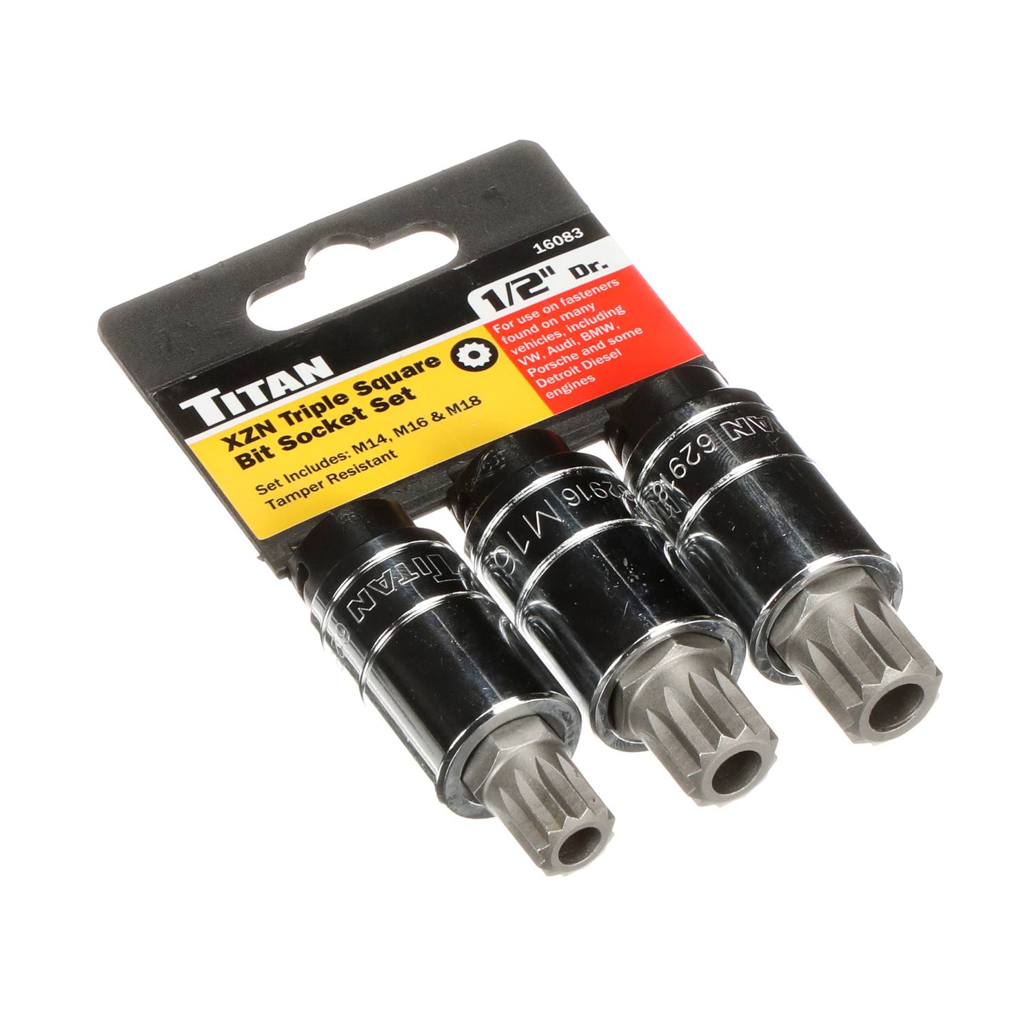 Titan 3 Piece 1/2 Inch Drive Tamper-Resistant Triple Square Metric