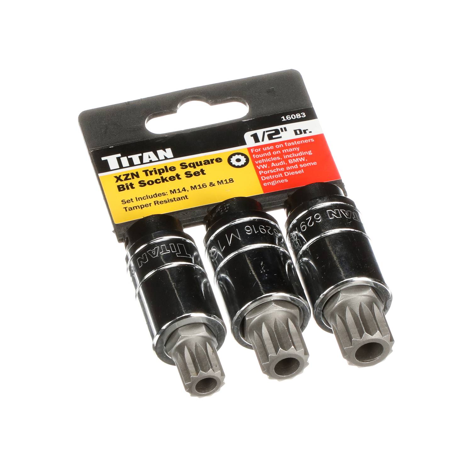 Titan 3 Piece 1/2 Inch Drive Tamper-Resistant Triple Square Metric