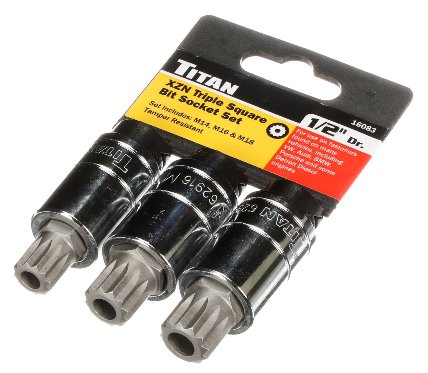 Titan 3 Piece 1/2 Inch Drive Tamper-Resistant Triple Square Metric
