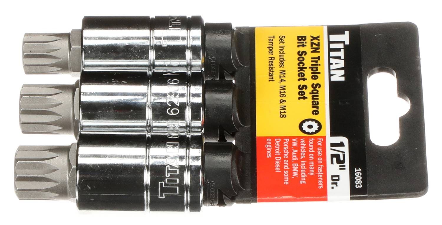Titan 3 Piece 1/2 Inch Drive Tamper-Resistant Triple Square Metric