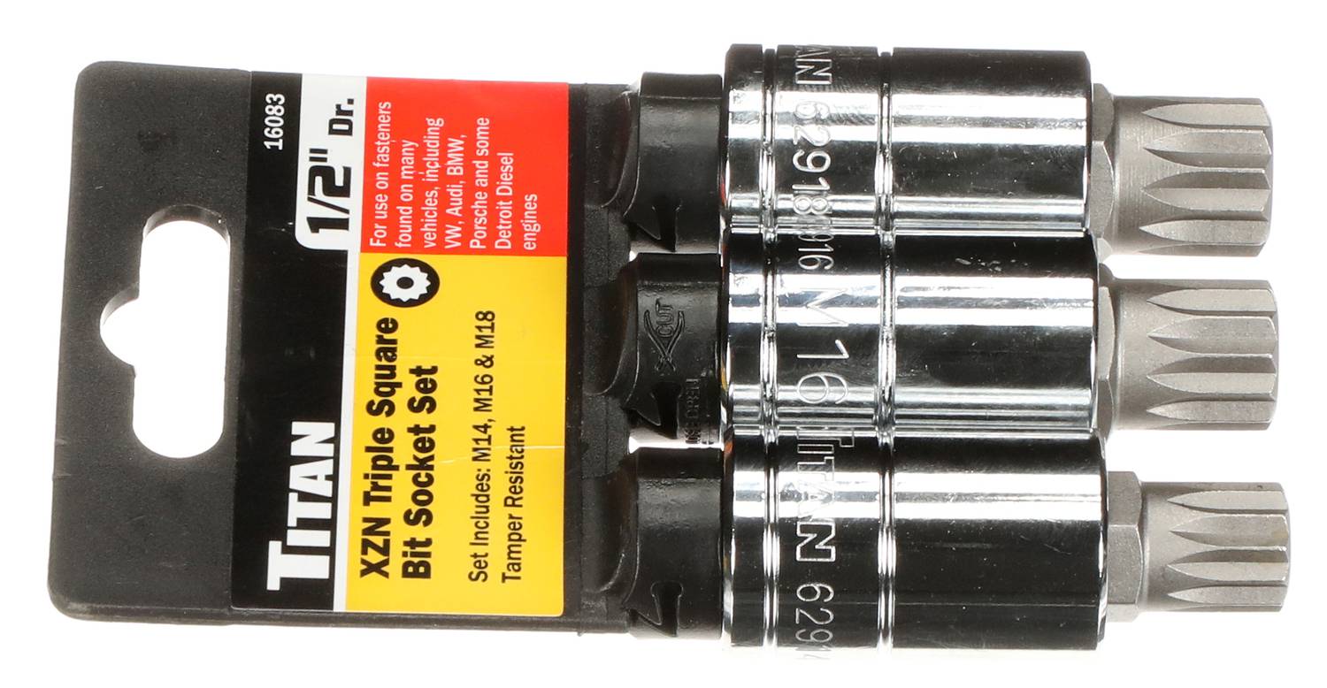 Titan 3 Piece 1/2 Inch Drive Tamper-Resistant Triple Square Metric