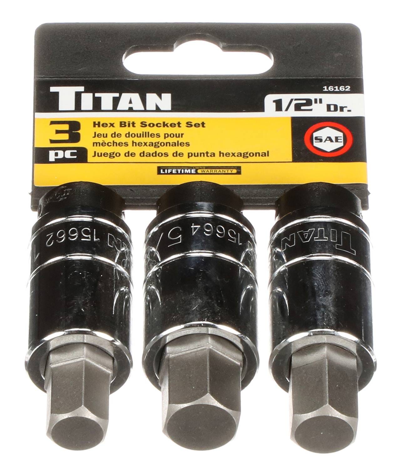 Titan 3 Piece 1/2 Inch Drive Hex SAE Socket Set 16162 | O'Reilly