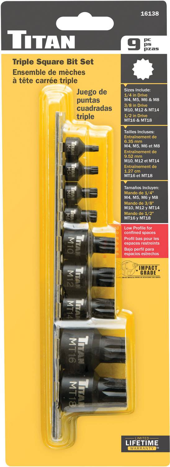 Titan 9 Piece 1/4, 3/8, 1/2 Inch Drive 12 Point Metric Socket Set