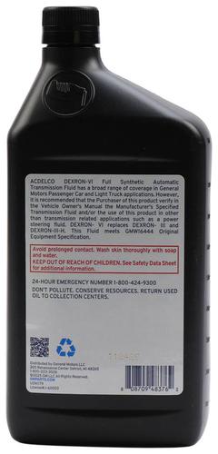 ACDelco Transmission Fluid Dexron VI 1 Quart 109394 | O'Reilly