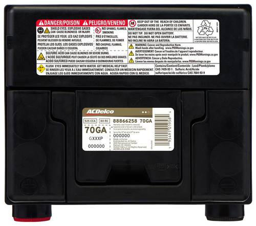 ACDelco Standard Flooded Side Post Battery Group Size 70 525 CCA