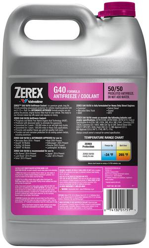 Zerex 1 Gallon Pink, Purple Pre-Mixed Antifreeze/Coolant G405050