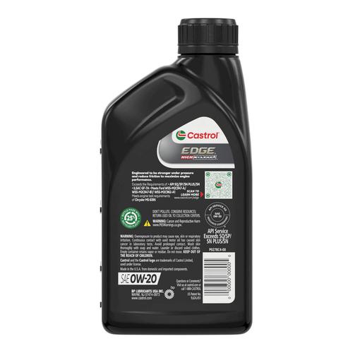 Castrol Edge Full Synthetic Motor Oil 0W-20 1 Quart EDGEHM020 | O