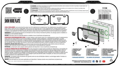 Cruiser Accessories Ram License Plate Frame 11136 | O'Reilly Auto