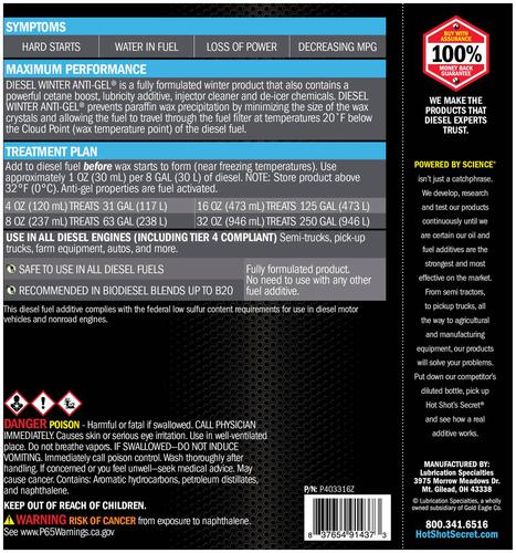 Hot Shot's Secret 16 Ounce Winter Anti-Gel Diesel Additive P403316Z | O'Reilly Auto Parts Hot Shot's Secret 16 Ounce Winter Anti-Gel Diesel Additive P403316Z | O'Reilly Auto Parts